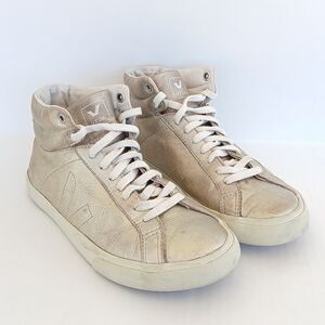 Veja Gold Metallic Hightop Sneakers Size 9